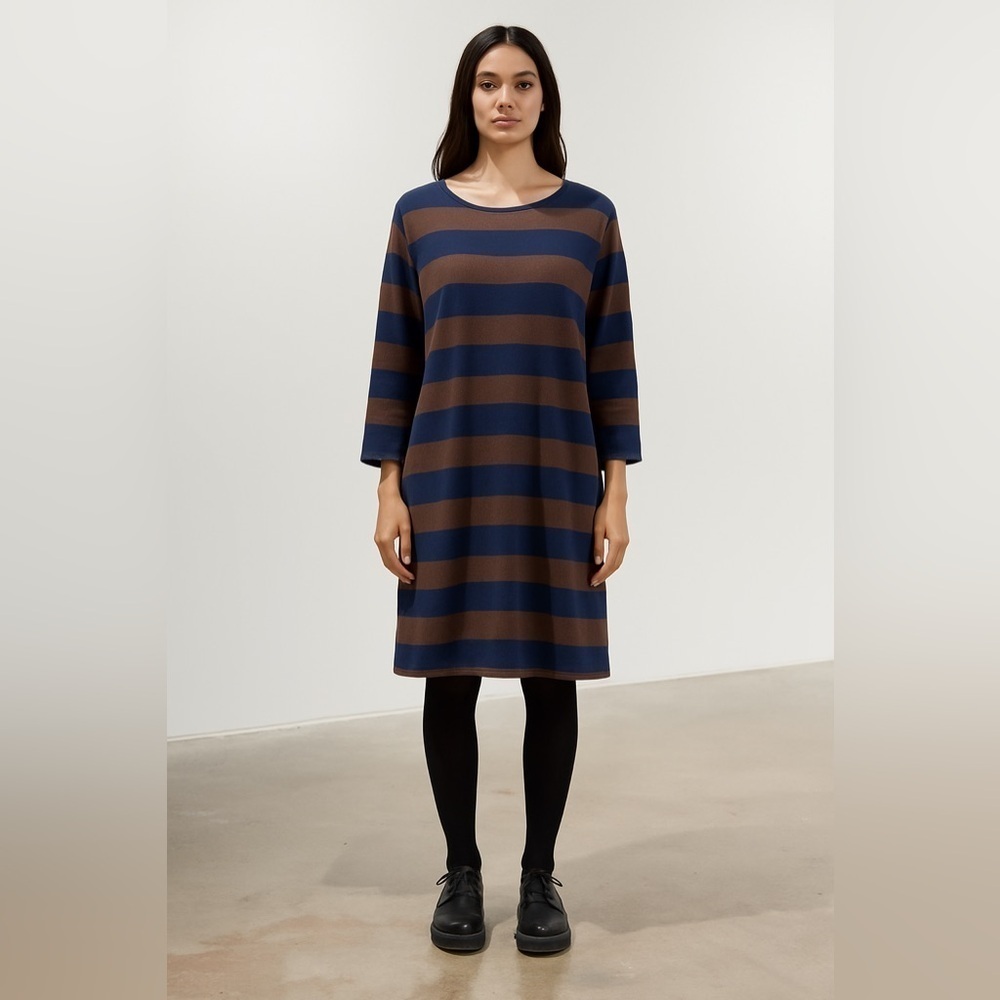 ICHI ANTIQUITES Made in Japan 100% Wool Striped Sweater Dress